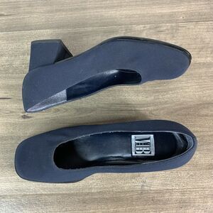 VTG Mixed Blues MB Womens Block Heels Shoes Navy Blue Suede Slip On Size 8 M